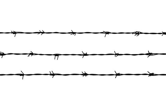 three black lines of barbed wire