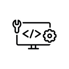 Black line icon for coding html