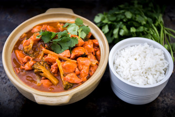 Butter chicken curry with Broccoli in Bowl