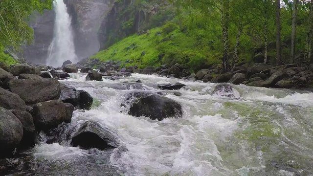 Kurkure waterfall. Altai Mountains