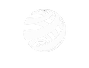 3D rendering of a spiral sphere isolated in white studio background