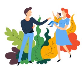 Father mother and baby son family pastime parents and child