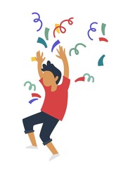 Birthday party boy throwing confetti surprise childish holiday