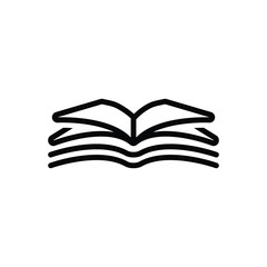 Black line icon for open book