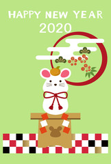 年賀状。鼠。2020年。令和2年。ハッピーニューイヤーカード。