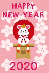 年賀状。鼠。2020年。令和2年。ハッピーニューイヤーカード。