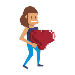 Retro videogame pixelated cartoons isolated