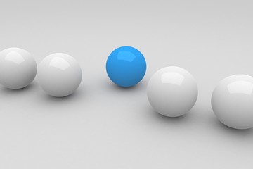 A blue ball lead white balls.