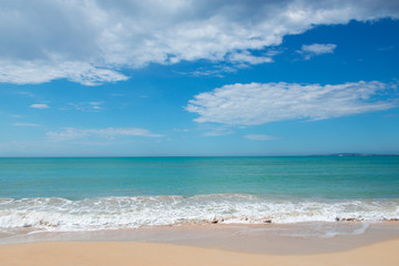 Panoramic view of beautiful beach of Mediterranean sea, Palma de Mallorca, Spain. Balearic island with amazing nature