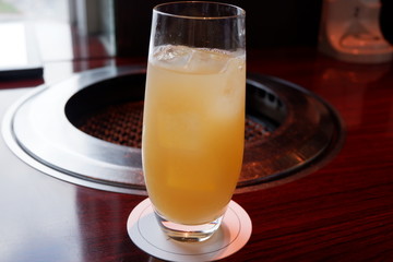 Apple juice in a glass