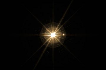Lens flare isolated in black