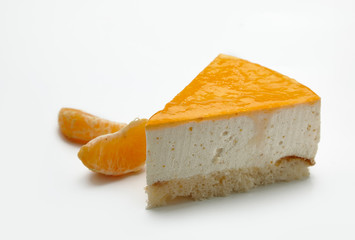 Orange cake on white background