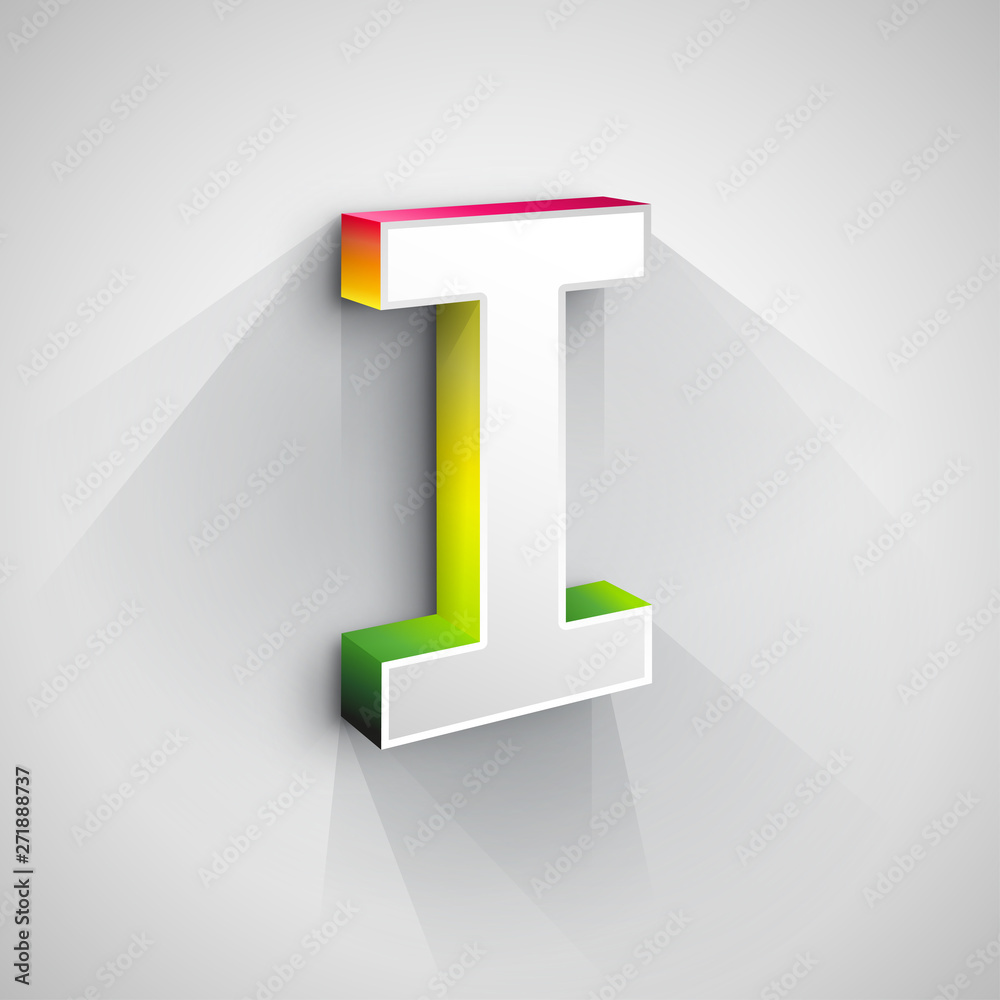 Poster abstract vector logo design template. creative 3d concept icon. letter i stylization