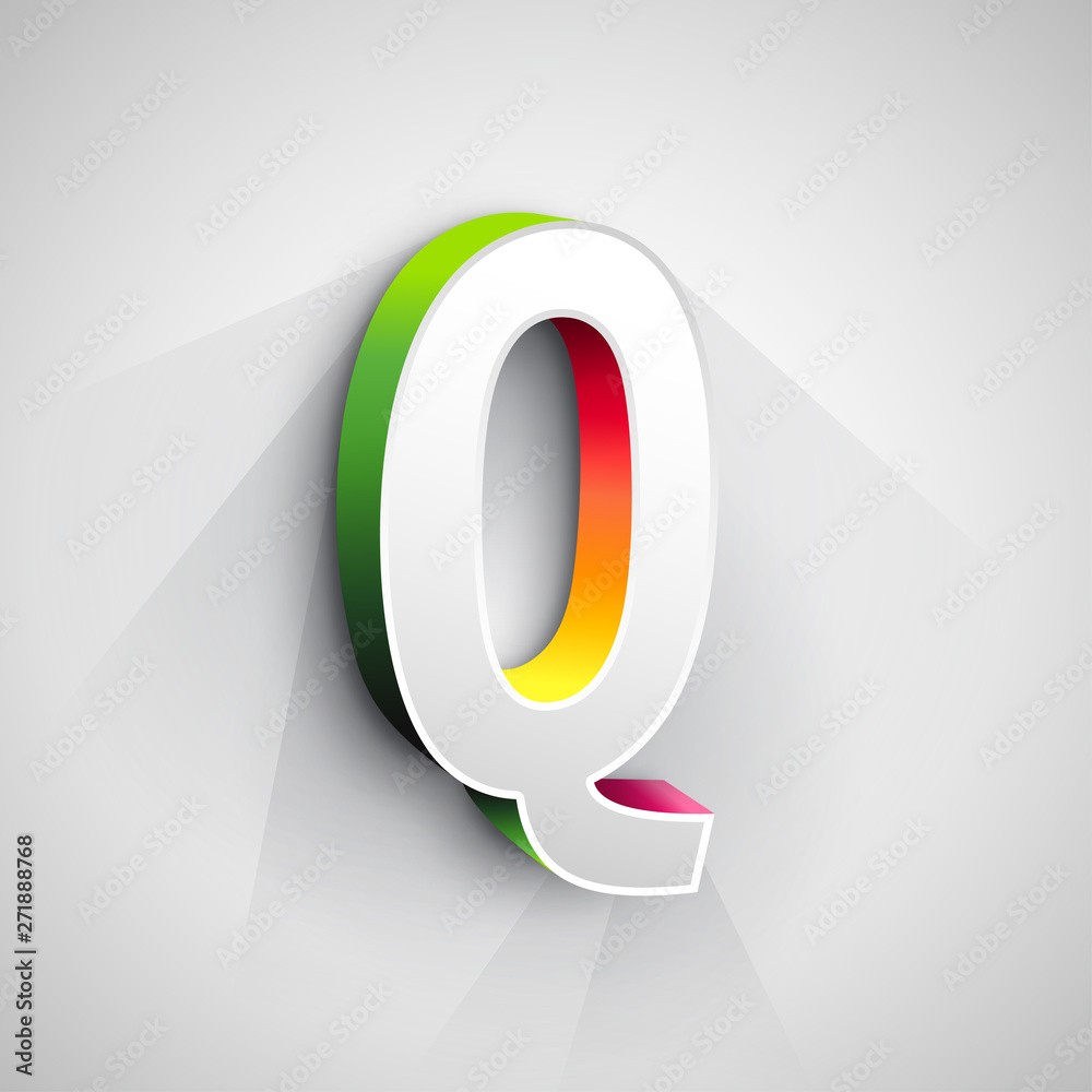 Poster abstract vector logo design template. creative 3d concept icon. letter q stylization