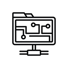 Black line icon for network folder