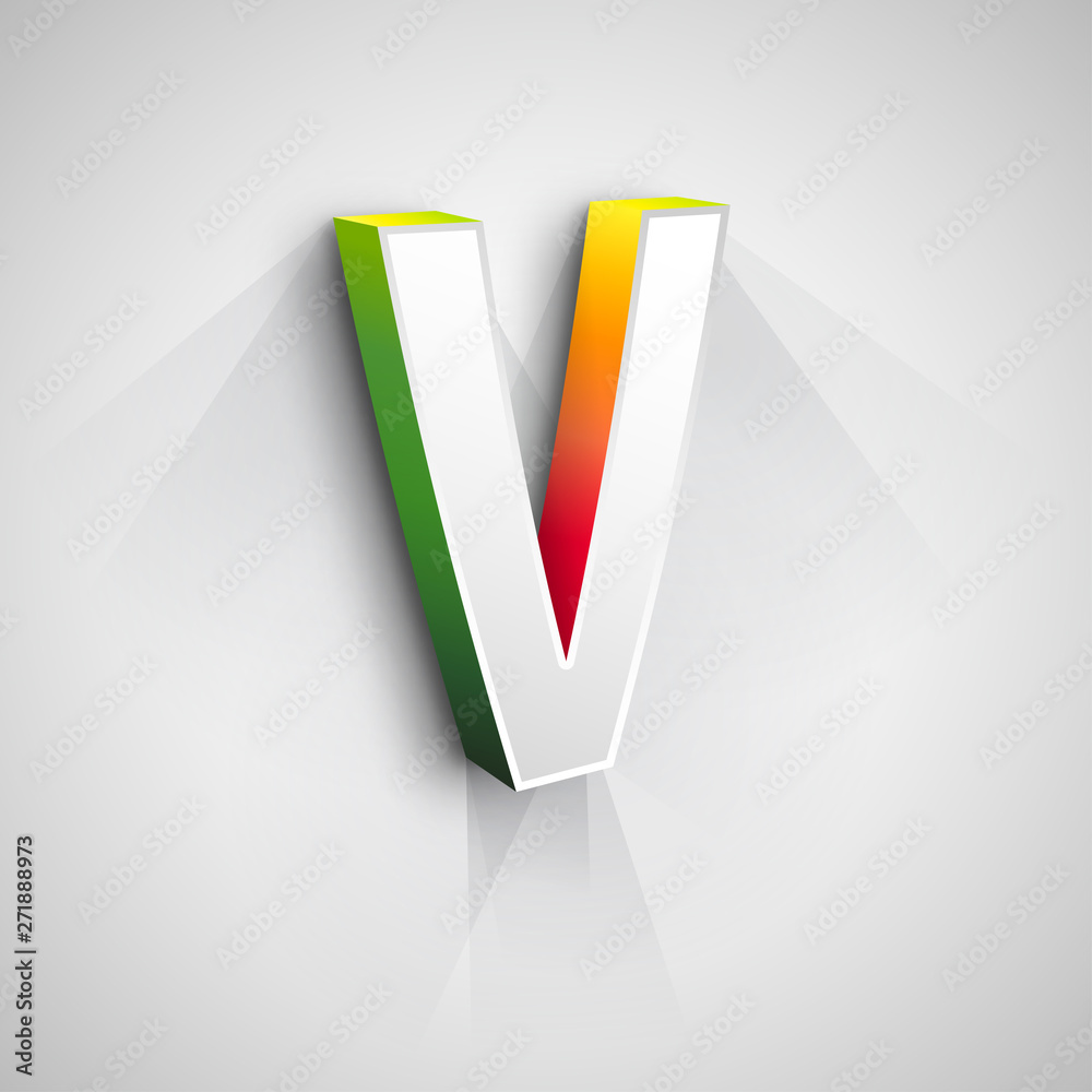 Poster abstract vector logo design template. creative 3d concept icon. letter v stylization