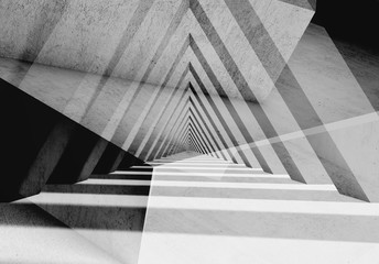 Abstract gray triangular tunnel 3d