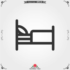 Bed icon vector, flat symbol on background.