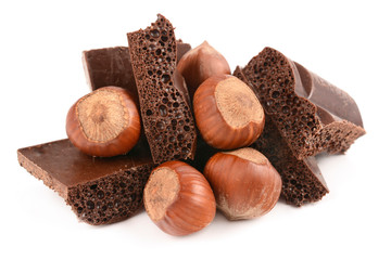 porous chocolate with hazelnuts