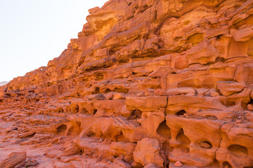 Coloured Canyon is a rock formation on South Sinai (Egypt) peninsula. Desert rocks of multicolored sandstone background.	