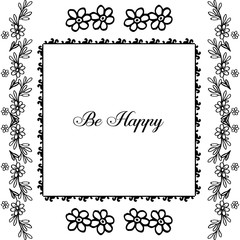 Vector illustration greeting card be happy with wreath frame