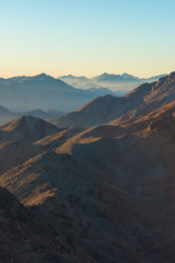 Fototapeta premium Amazing Sunrise at Sinai Mountain, Beautiful dawn in Egypt, Beautiful view from the mountain 
