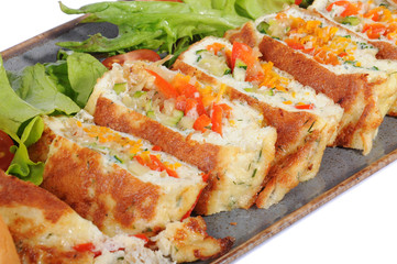  vegetable roll with bread on a white background