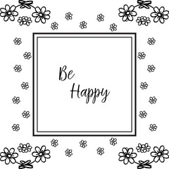 Vector illustration pattern wreath frame for greeting card be happy