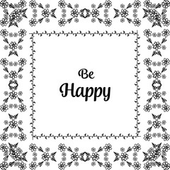 Vector illustration pattern wreath frame for greeting card be happy