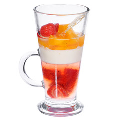 Dessert in a glass cut out on a white background