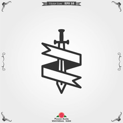 Sword icon, vector flat icon illustration isolated on background.