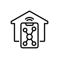 Black line icon for smart home