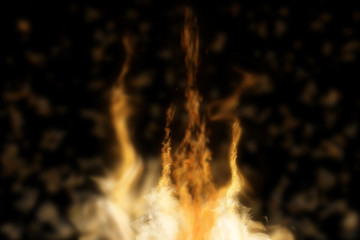 Abstract fire isolated in black.