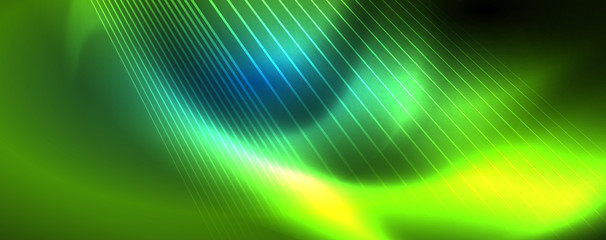 Neon blue glowing lines, magic energy space light concept, abstract background wallpaper design