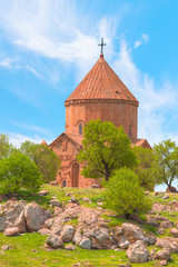 Akdamar Island in Van Lake. The Armenian Cathedral Church of the Holy Cross - Akdamar, Turkey
