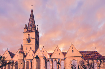 Fototapeta premium Sibiu, Romania. Evangelical Cathedral in the center of Sibiu, Transylvania