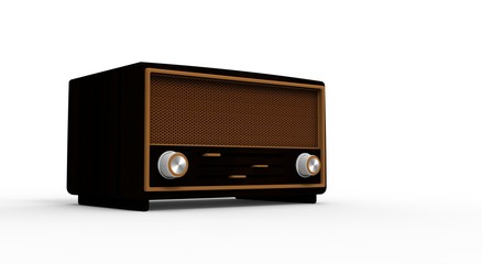 Vintage Radio isolated on white 3D Rendering