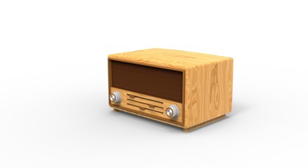 Vintage Radio isolated on white 3D Rendering