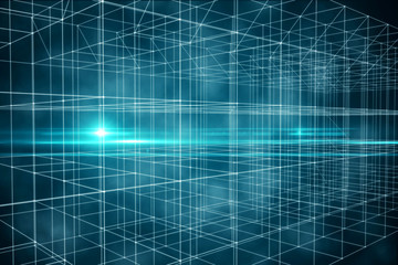 technological grid with lens flare