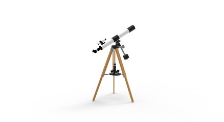 Telescope isolated on white 3D Rendering