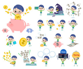 Green clothing glasses boy_money