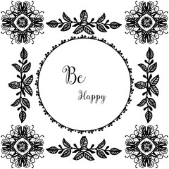 Vector illustration elegant wreath frame for greeting card be happy