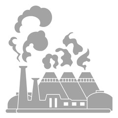 Industrial factory building. Silhouette nuclear power plant. Flat vector icon.Industry concept manufactory chimney pipe. 