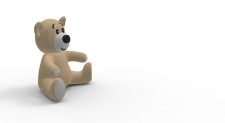 Bear Toy isolated on white 3D Rendering