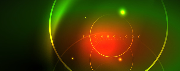 Shiny neon lines template - northern lights glowing blur lines. Futuristic style glow neon 80s disco club or night party techno template