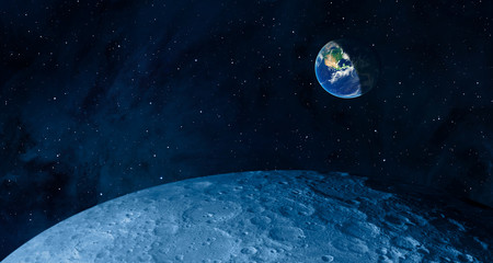 The Earth as Seen from the Surface of the Moon - Elements of this Image Furnished by NASA