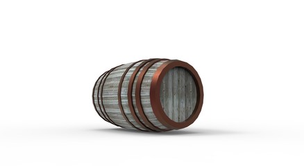 wooden Barrel isolated on White 3D Rendering