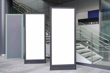 Blank board in street or station