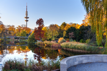 City park Planten un Blomen at autumn in Hamburg. Germany
