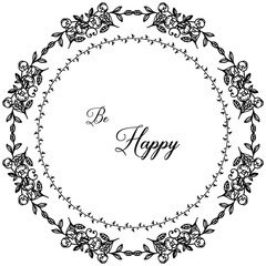 Vector illustration beautiful wreath frame with various greeting card be happy